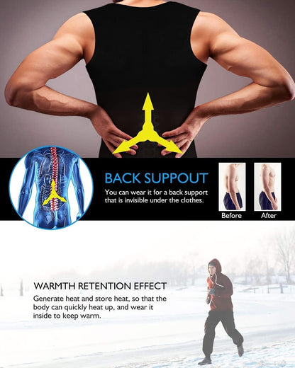 Men Sauna Vest Hot Sweat Waist Trainer Corset Neoprene Tank Top Shapewear Slimming Shirt Workout Suit