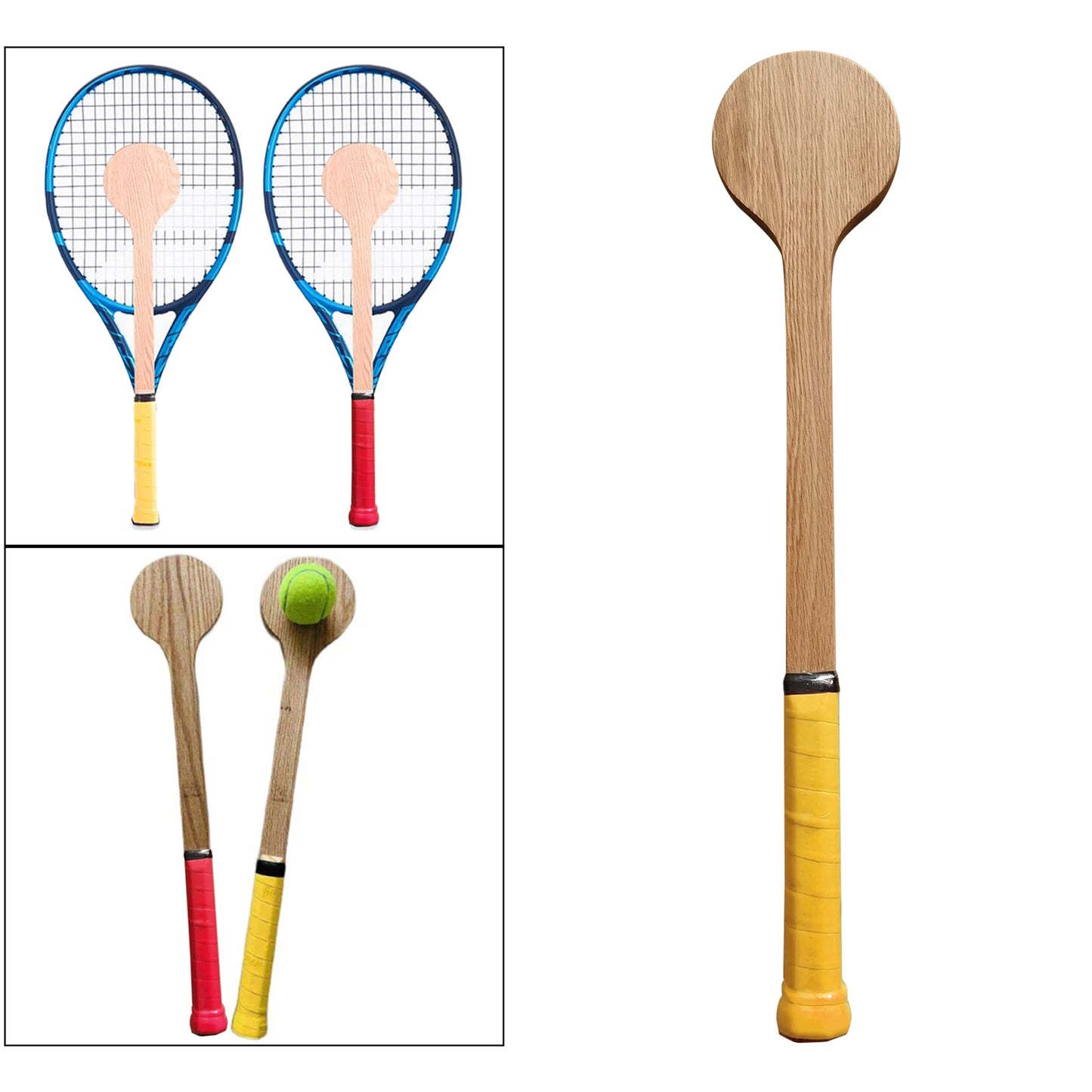 Tennis Racket Pointer Wooden Tennis Spoon Practice Batting Accurate Hitting Tennis Trainer Portable Tennis Practice Equipment