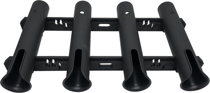 Wall Mounted Fishing Rod Holders Tubes Links Fishing Rod Holder Rack Rests (4-Pole-Black)