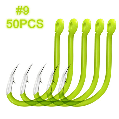 Carbon Steel Fluorescent Fishing Hooks 50Pcs Luminous Fishing Hooks Fishing Accessories