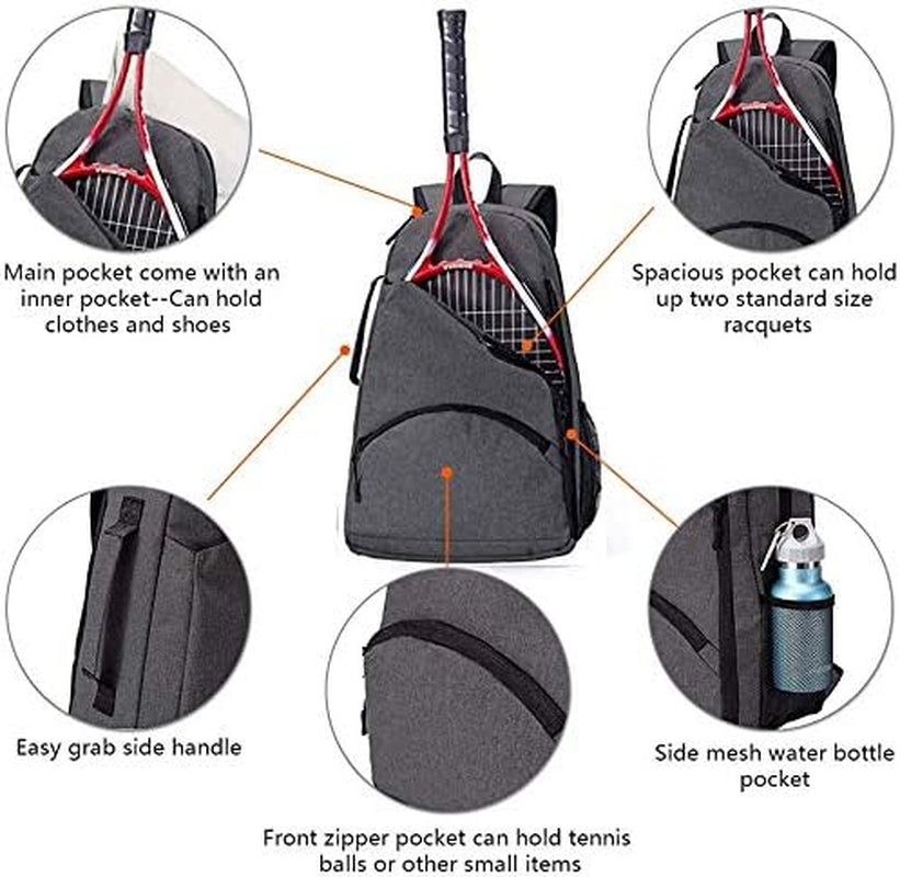 2 Raquet Tennis Bag,Tennis Bags for Men Women,Tennis Backpack,Durable Tennis Bookbag,Tennis Pickleball Bag,Tennis Bag Waterproof,Raquet Carrier for Balls, Pickleball Paddles, Badminton Rackets