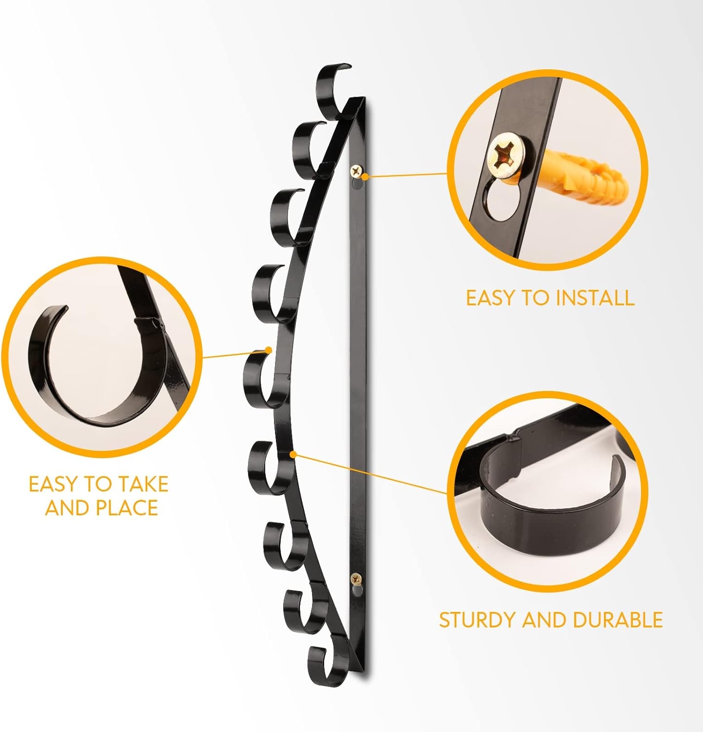 Fishing Rod Holder/Fishing Rod Rack/Fishing Pole Holder Wall/Ceiling Mount, Hold up to 8 Fishing Rods, Fishing Poles Storage & Display (Curved - 9 Fishing Rod)