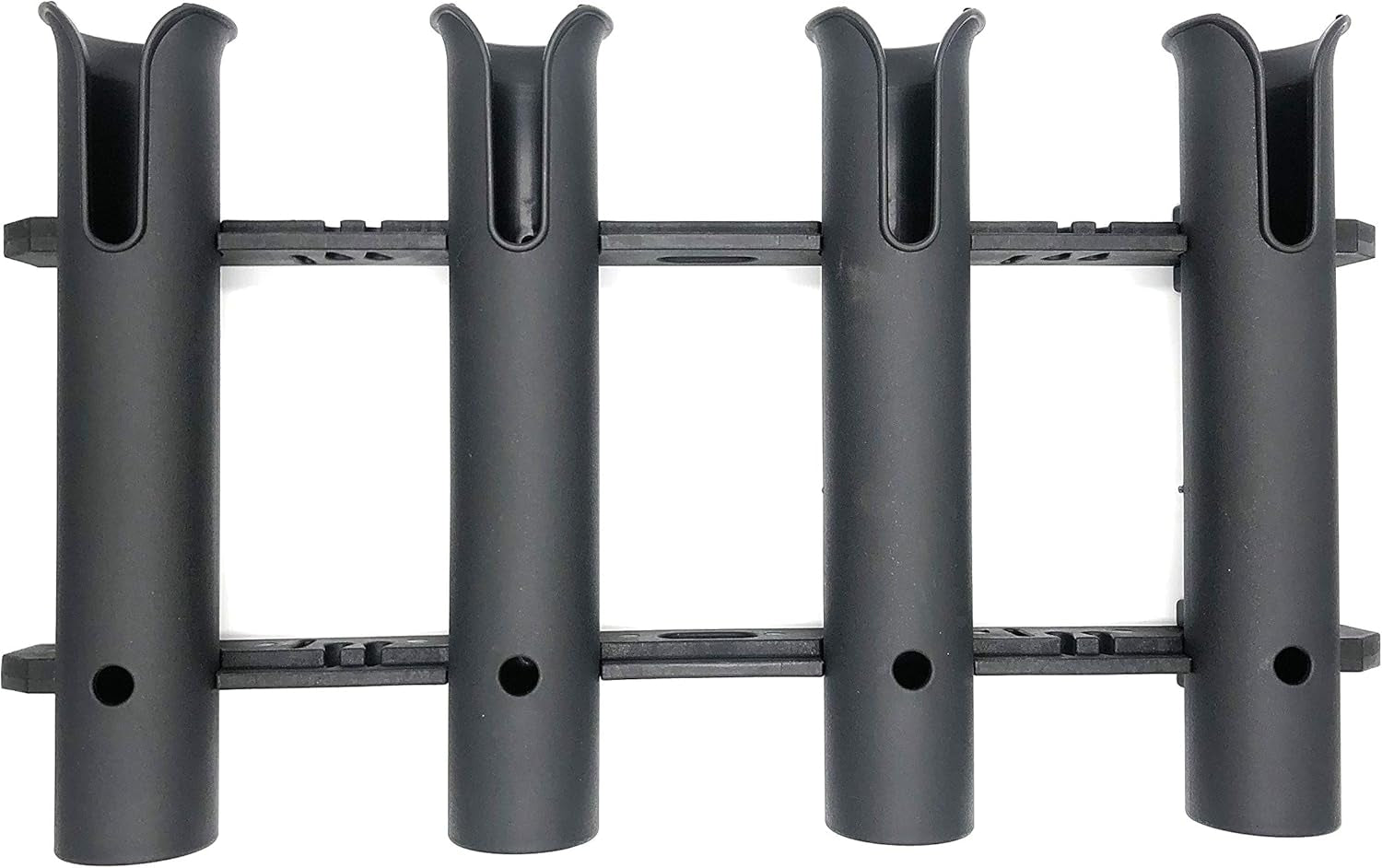 Wall Mounted Fishing Rod Holders Tubes Links Fishing Rod Holder Rack Rests (4-Pole-Black)