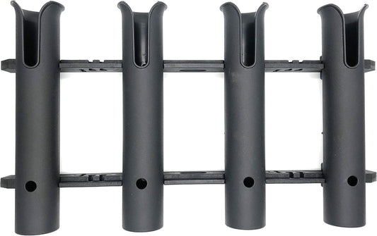 Wall Mounted Fishing Rod Holders Tubes Links Fishing Rod Holder Rack Rests (4-Pole-Black)
