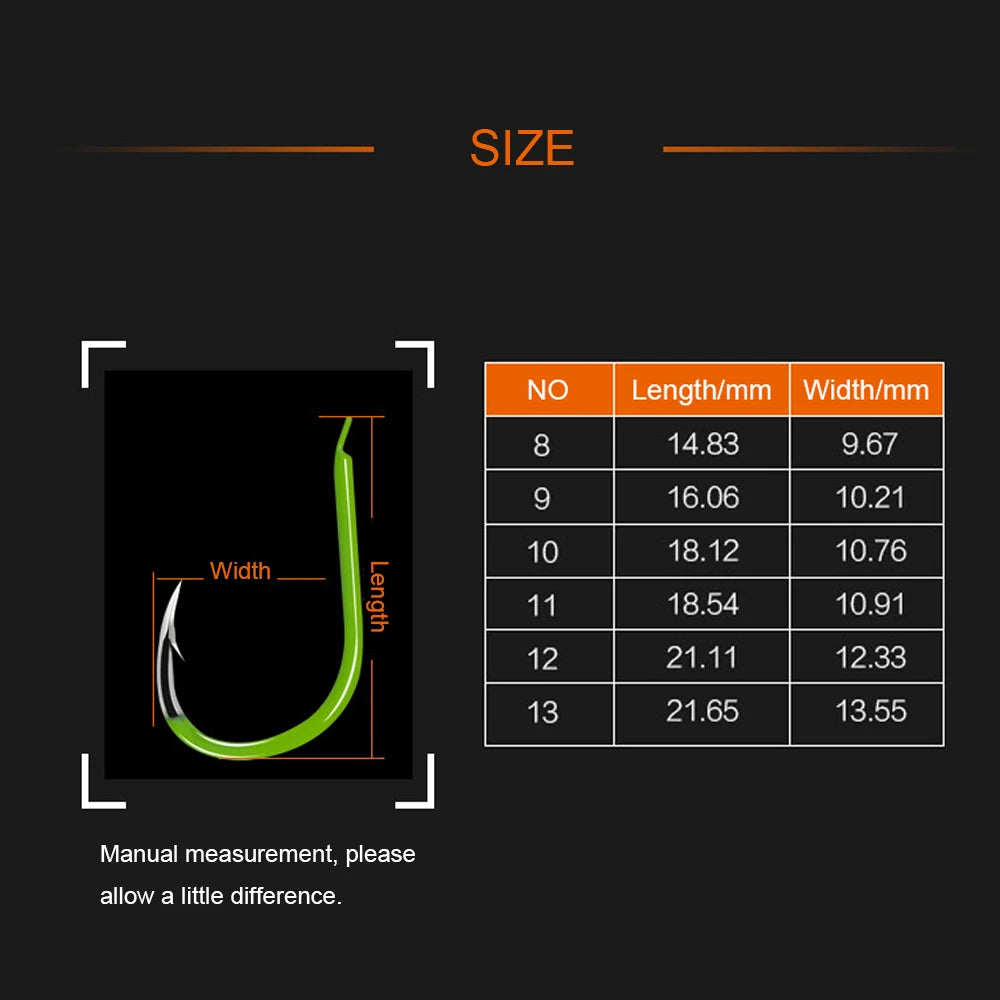 Carbon Steel Fluorescent Fishing Hooks 50Pcs Luminous Fishing Hooks Fishing Accessories
