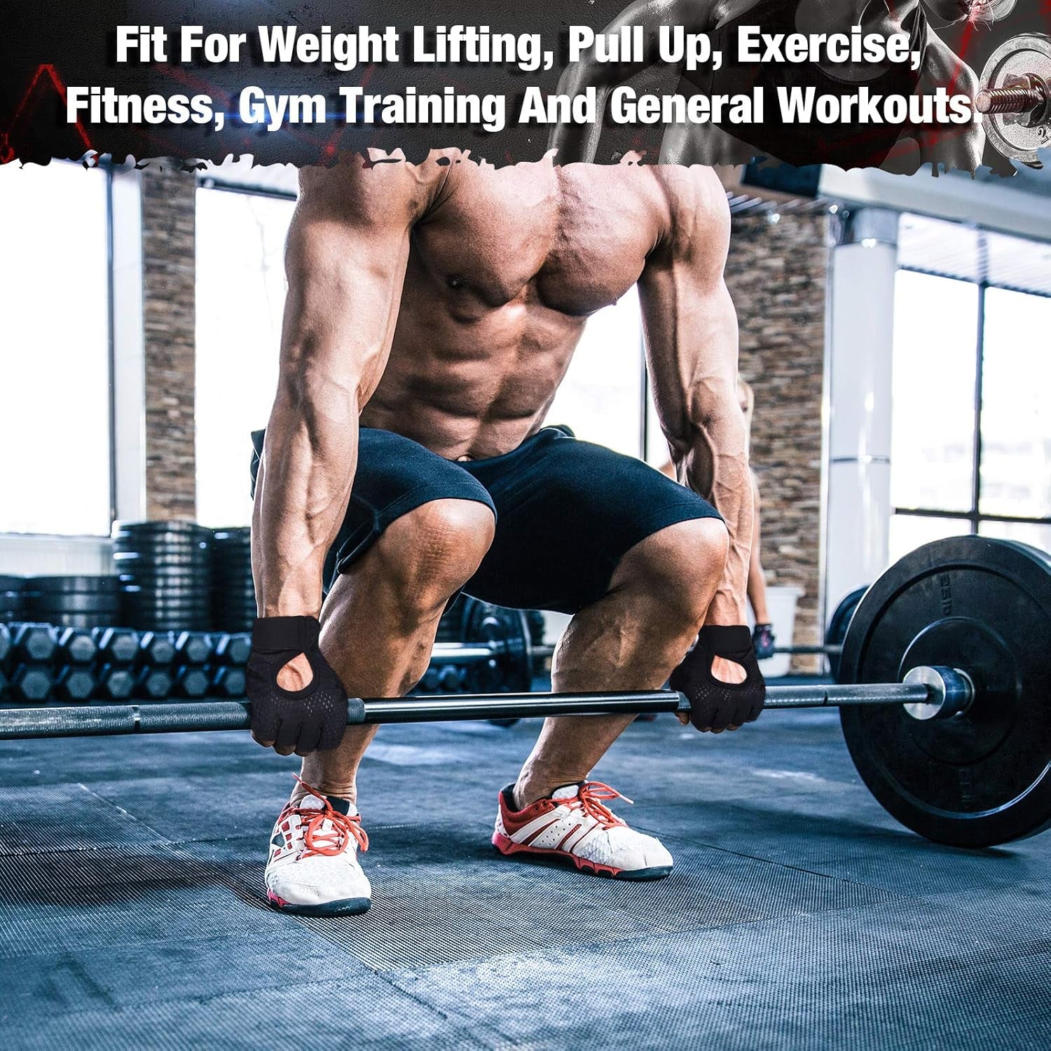 2 Pairs Workout Gloves Adjustable Weight Lifting Gym Exercise Training Breathable Workout Gloves with Full Palm Protection for Men and Women Fitness, Biking, Pull Up