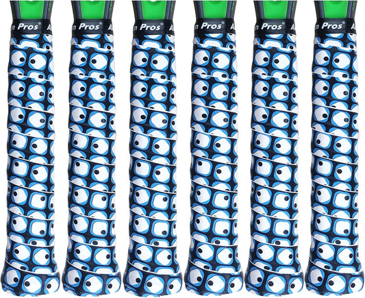 Tennis Racket Grip Tape (6 Grips) Precut & Dry Feel Tennis Grip Designer Overgrip for High Performance