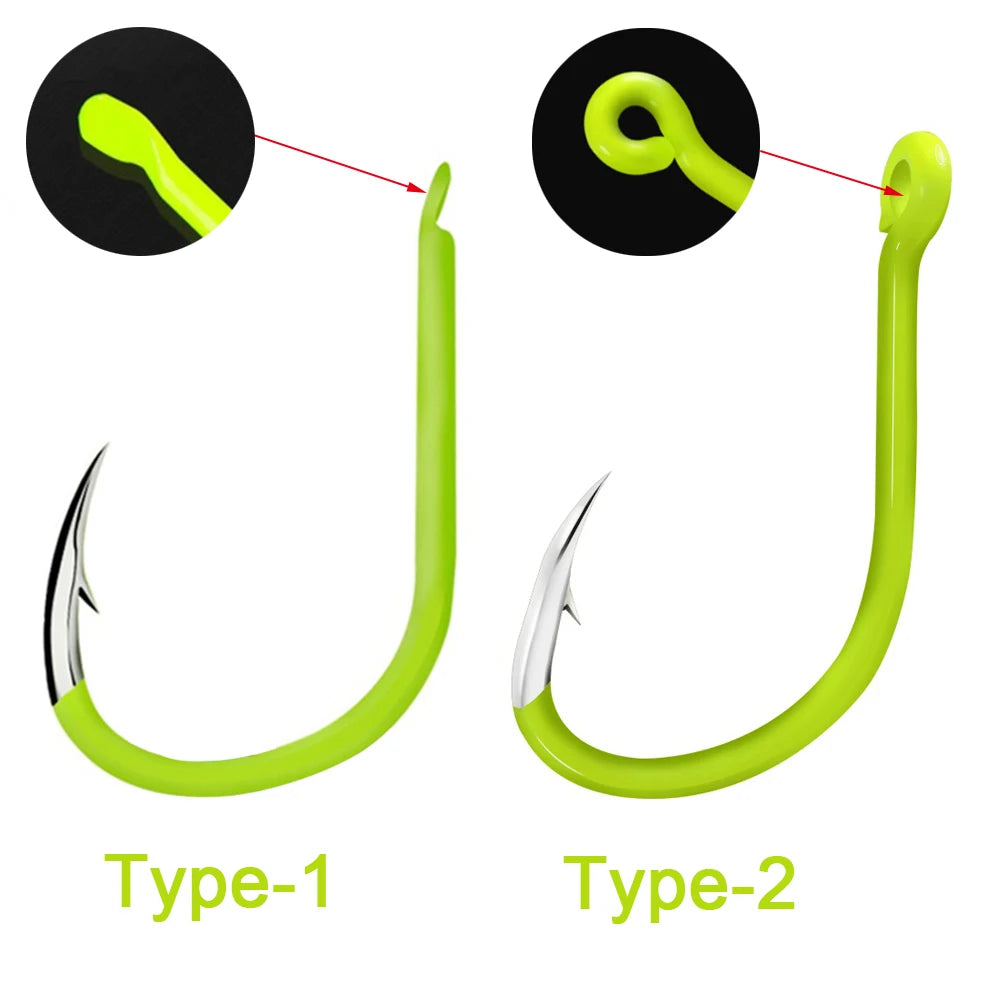 Carbon Steel Fluorescent Fishing Hooks 50Pcs Luminous Fishing Hooks Fishing Accessories