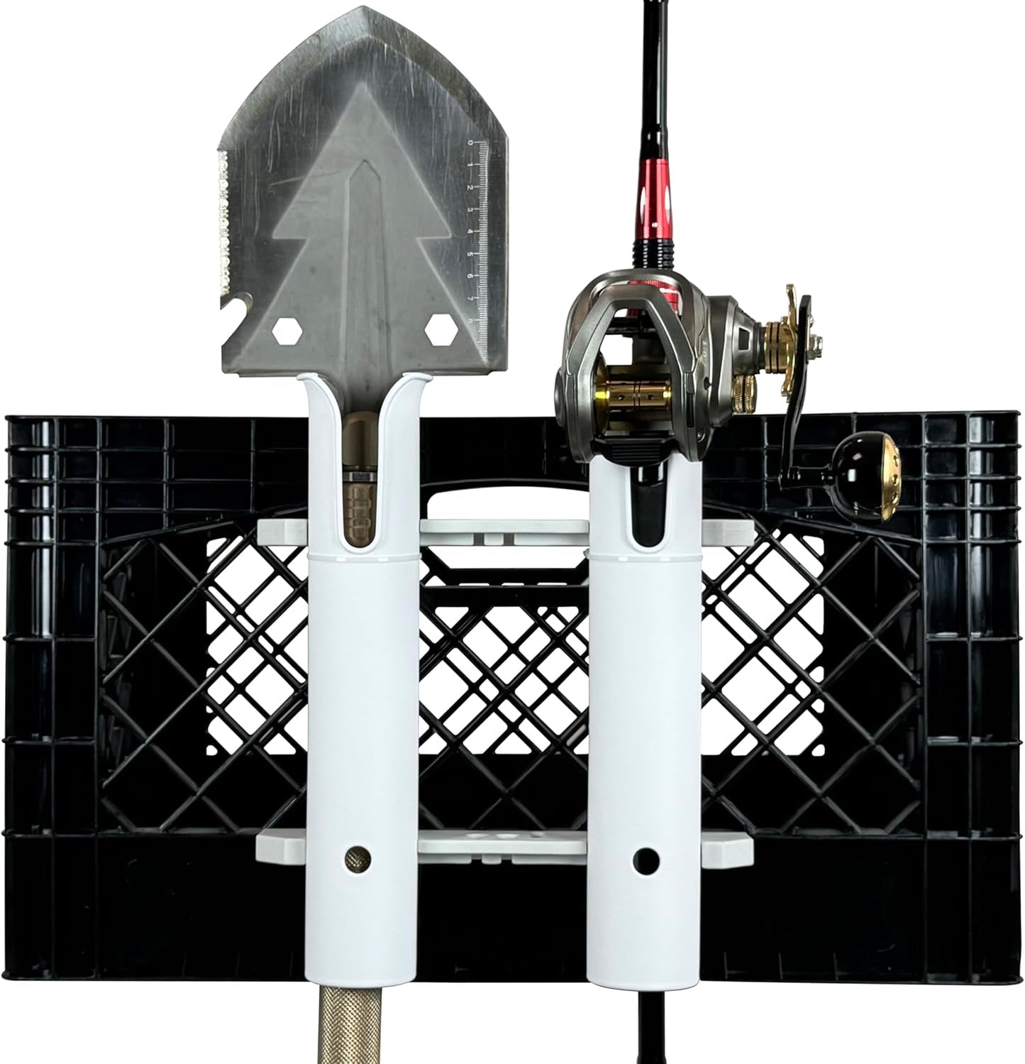 Wall Mounted Fishing Rod Holders Tubes Links Fishing Rod Holder Rack Rests (2-Pole-White)