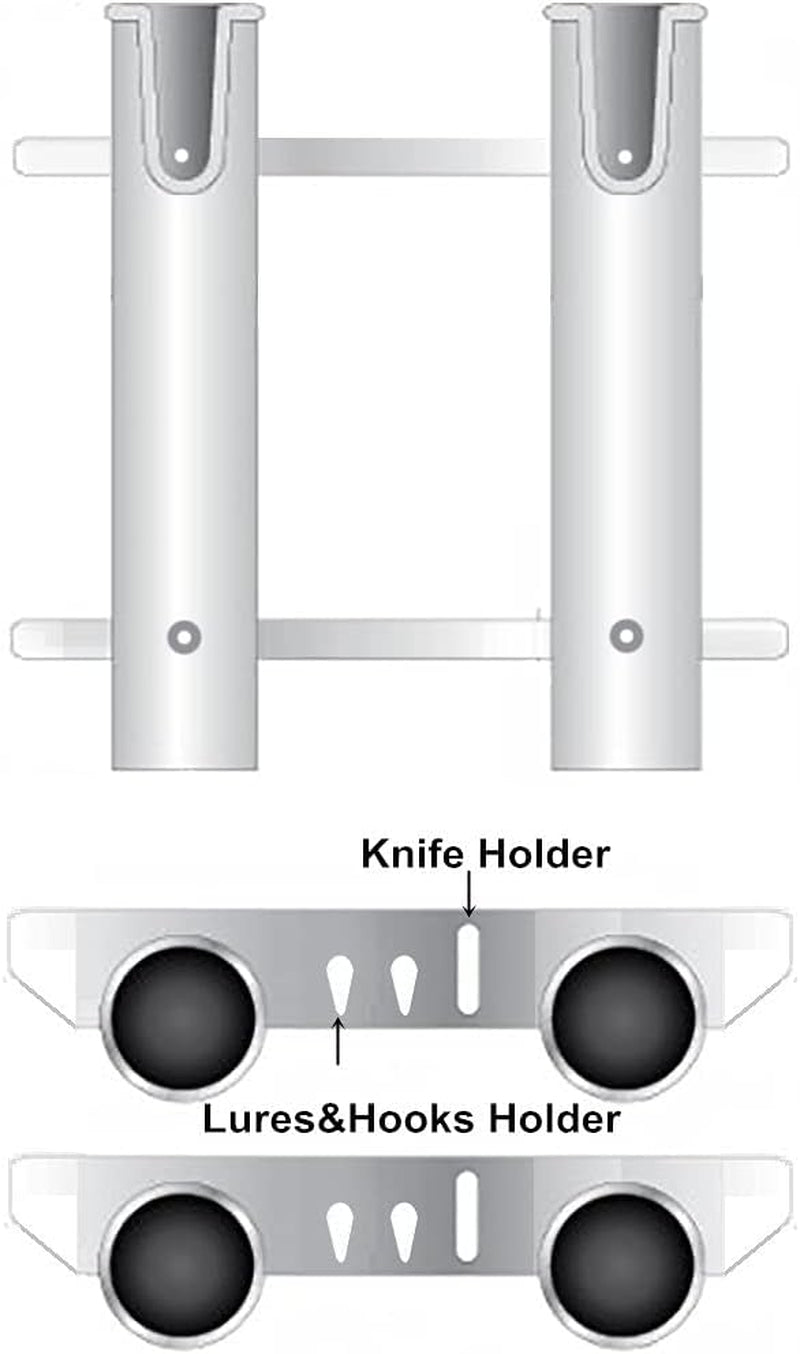 Wall Mounted Fishing Rod Holders Tubes Links Fishing Rod Holder Rack Rests (2-Pole-White)