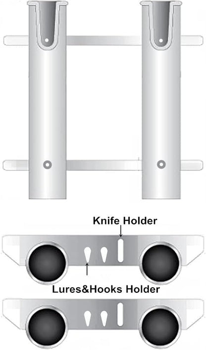 Wall Mounted Fishing Rod Holders Tubes Links Fishing Rod Holder Rack Rests (2-Pole-White)