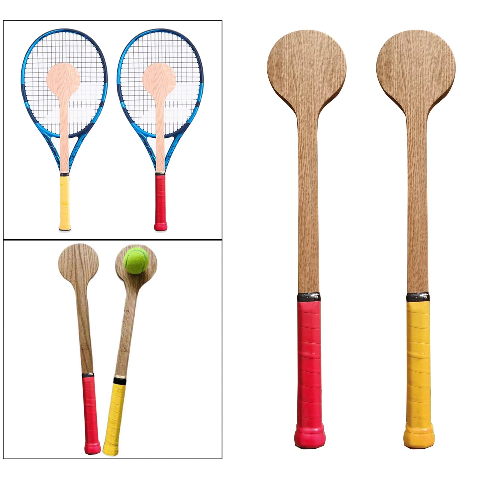 Tennis Racket Pointer Wooden Tennis Spoon Practice Batting Accurate Hitting Tennis Trainer Portable Tennis Practice Equipment