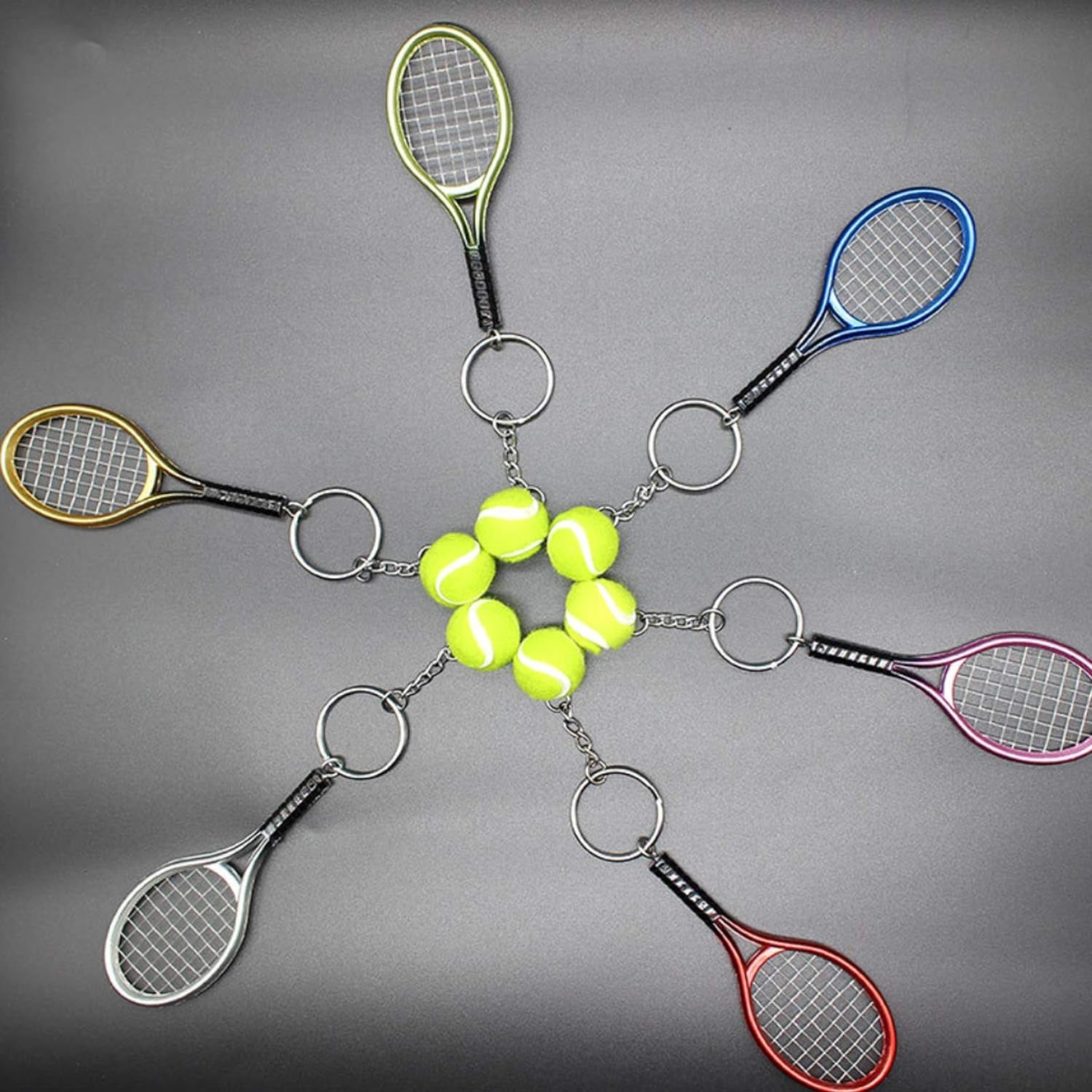 NA Tennis Keychain, Tennis Racquet Jewelry- Perfect Tennis Players, Tennis Coaches & Tennis Teams (Green)