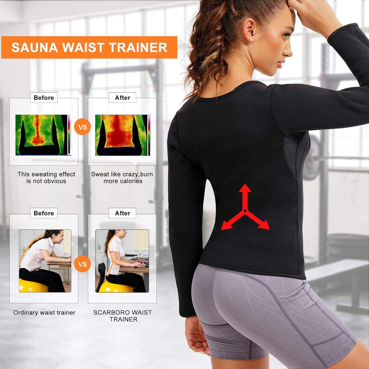 Hot Neoprene Sauna Suits for Women Sweat Waist Trainer Vest for Women Workout Body Shaper Zipper Shirts Jacket Tops
