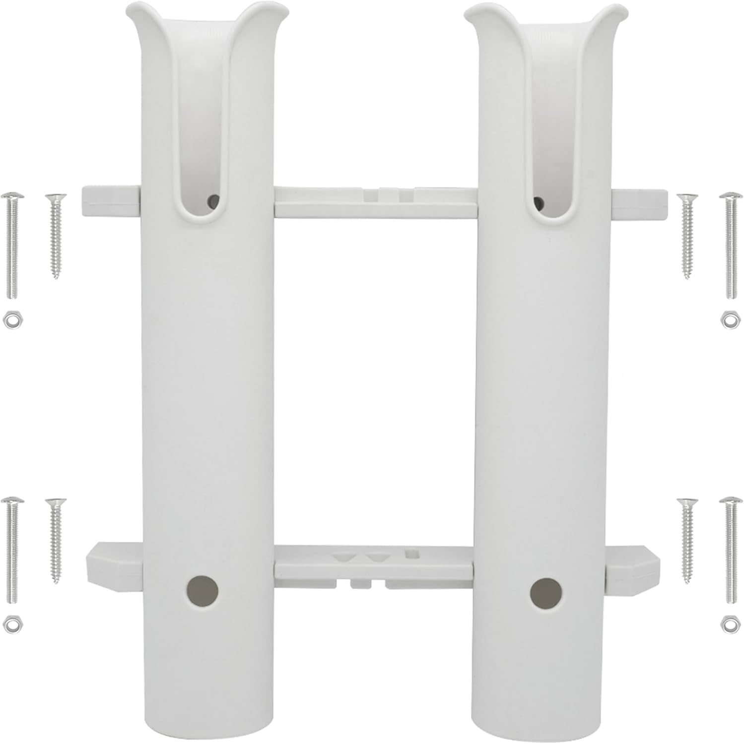 Wall Mounted Fishing Rod Holders Tubes Links Fishing Rod Holder Rack Rests (2-Pole-White)
