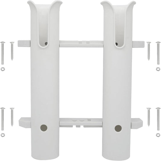 Wall Mounted Fishing Rod Holders Tubes Links Fishing Rod Holder Rack Rests (2-Pole-White)