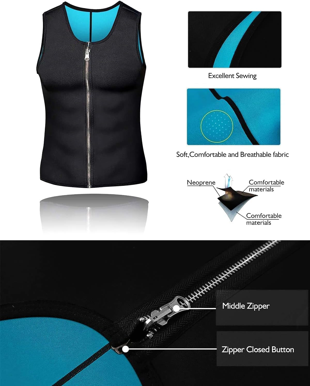 Men Sauna Vest Hot Sweat Waist Trainer Corset Neoprene Tank Top Shapewear Slimming Shirt Workout Suit