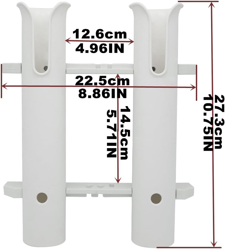 Wall Mounted Fishing Rod Holders Tubes Links Fishing Rod Holder Rack Rests (2-Pole-White)