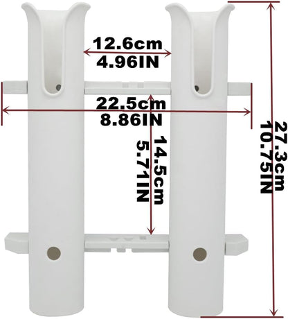 Wall Mounted Fishing Rod Holders Tubes Links Fishing Rod Holder Rack Rests (2-Pole-White)