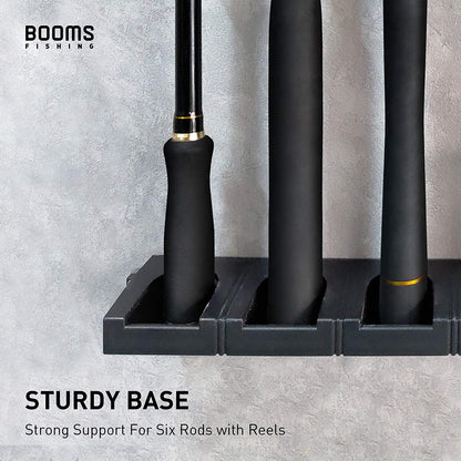 WV1 Vertical 6-Rod Rack, Fishing Rod Holders for Garage， Wider Wall Mount Fishing Pole Holder, 16.4" Black