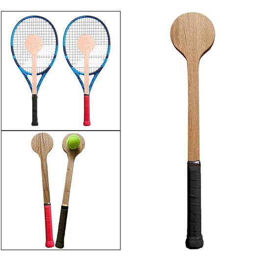 Tennis Racket Pointer Wooden Tennis Spoon Practice Batting Accurate Hitting Tennis Trainer Portable Tennis Practice Equipment