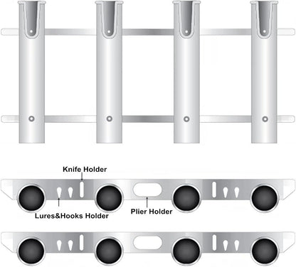 Wall Mounted Fishing Rod Holders Tubes Links Fishing Rod Holder Rack Rests (4-Pole-Black)